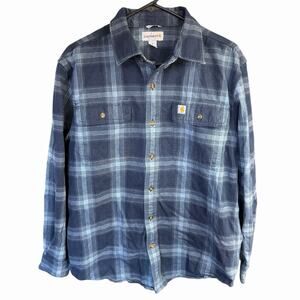 Carhartt Original Fit Flannel Shirt Men's Blue Plaid Medium Outdoors Hiking